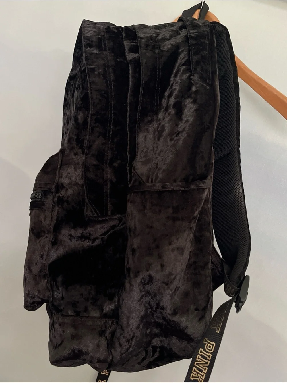 PINK Victoria's Secret Velvet Black Backpack Large 18x14x8